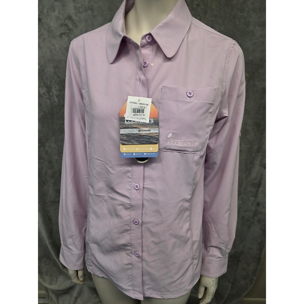 Mossy Oak Elements Womens Coolcore Long Sleeve Fishing Shirt Lavender Purple M